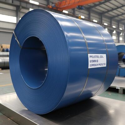 610 mm di diametro interno bobina in acciaio PPGI con resistenza alla corrosione e lunghezza personalizzata